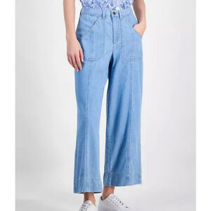 Nautica Jeans Womens 14 Wide Leg Chambray Pants Ankle Cotton Lightweight NWOT